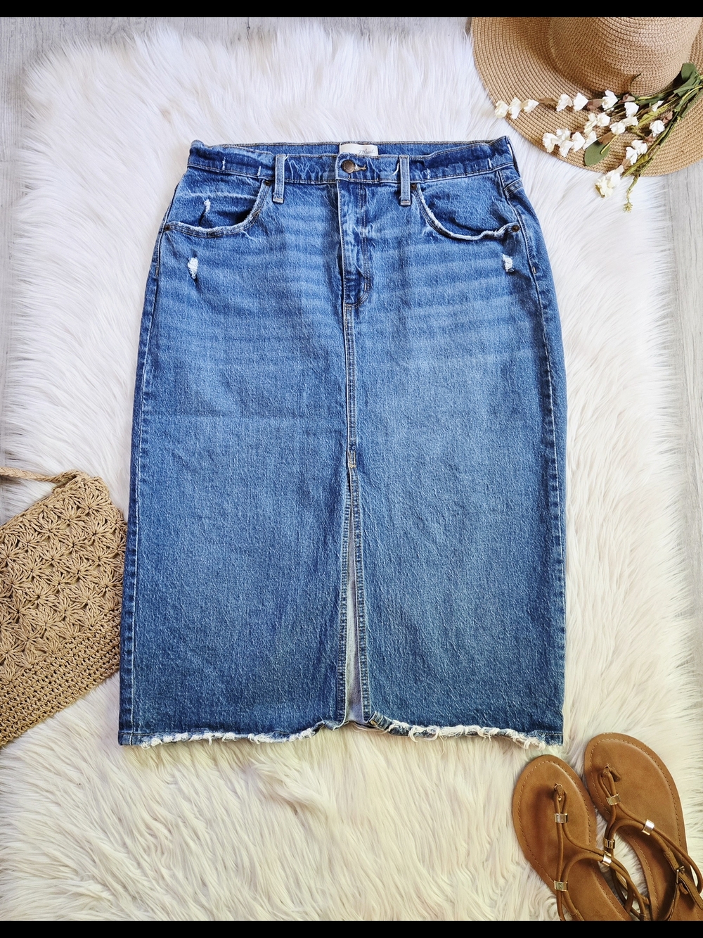 Universal Thread Blue Denim Midi Skirt